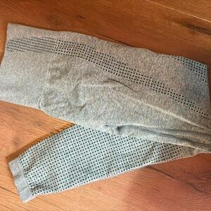 Gray Knit Leggings with Mesh Detail